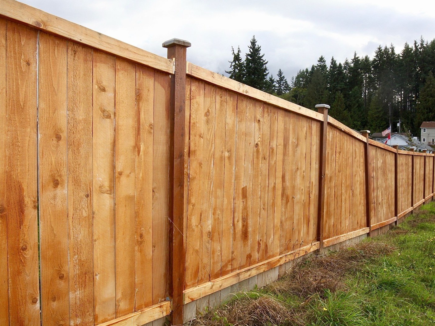 Wood privacy fence with gate